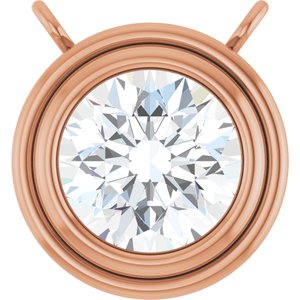 14K Rose Gold 3/4 CT Lab-Grown Diamond Bezel Set Necklace Center