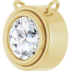 14K Yellow Gold 3/4 CT Lab-Grown Diamond Bezel Set Necklace Center