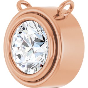 14K Rose Gold 3/4 CT Lab-Grown Diamond Bezel Set Necklace Center