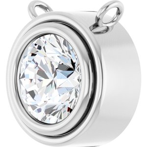 Platinum 3/4 CT Lab-Grown Diamond Bezel Set Necklace Center