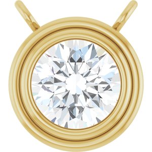 14K Yellow Gold 3/8 CT Natural Diamond Bezel Set Necklace Center