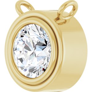 14K Yellow Gold 3/8 CT Natural Diamond Bezel Set Necklace Center