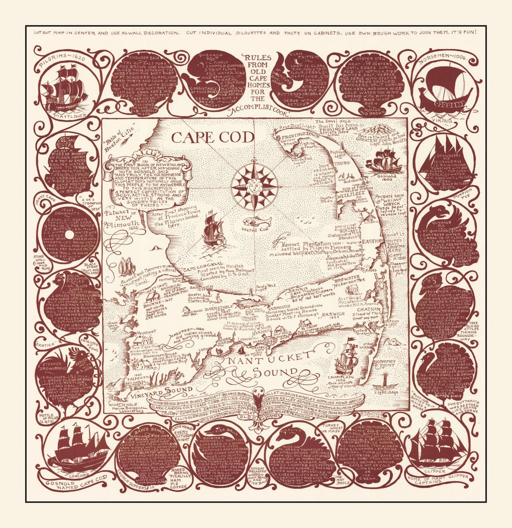Vintage Pictorial Map of Cape Cod 1948