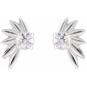 Platinum 1/5 CTW Natural Diamond Half-Flower Earrings