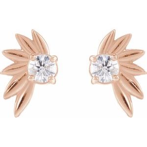14K Rose 1/5 CTW Natural Diamond Half-Flower Earrings