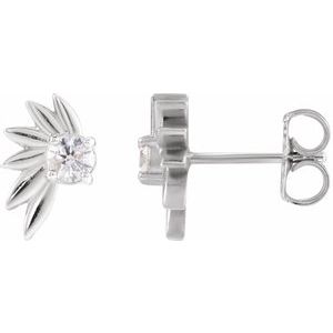 Sterling Silver 1/5 CTW Natural Diamond Half-Flower Earrings