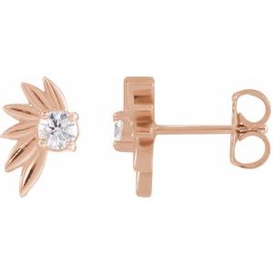 14K Rose Gold 1/5 CTW Natural Diamond Half-Flower Earrings