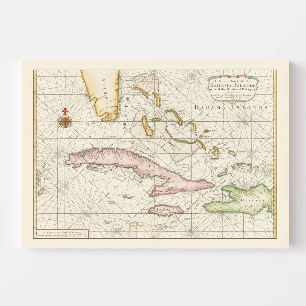 Vintage Bahamas Map 1737