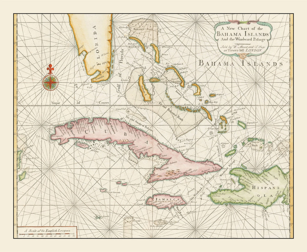 Vintage Bahamas Map 1737