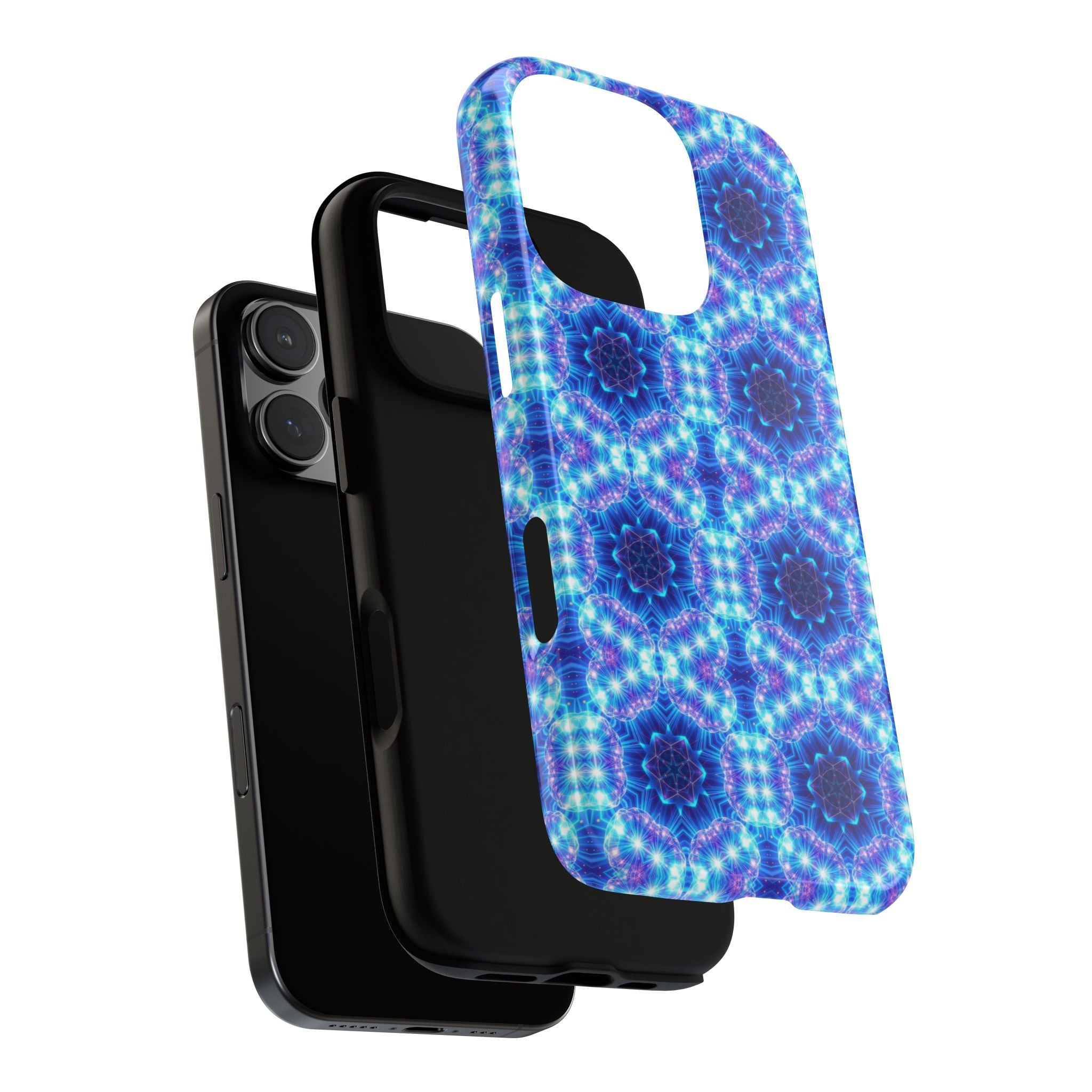 Blue Mandalas with Neon Lights Tough Phone Cases