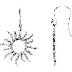 14K White Gold 5/8 CTW Natural Diamond Sun Earrings