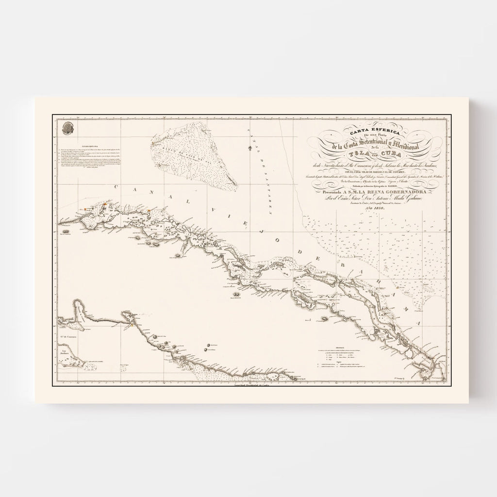 Vintage Map of Cuba 1836