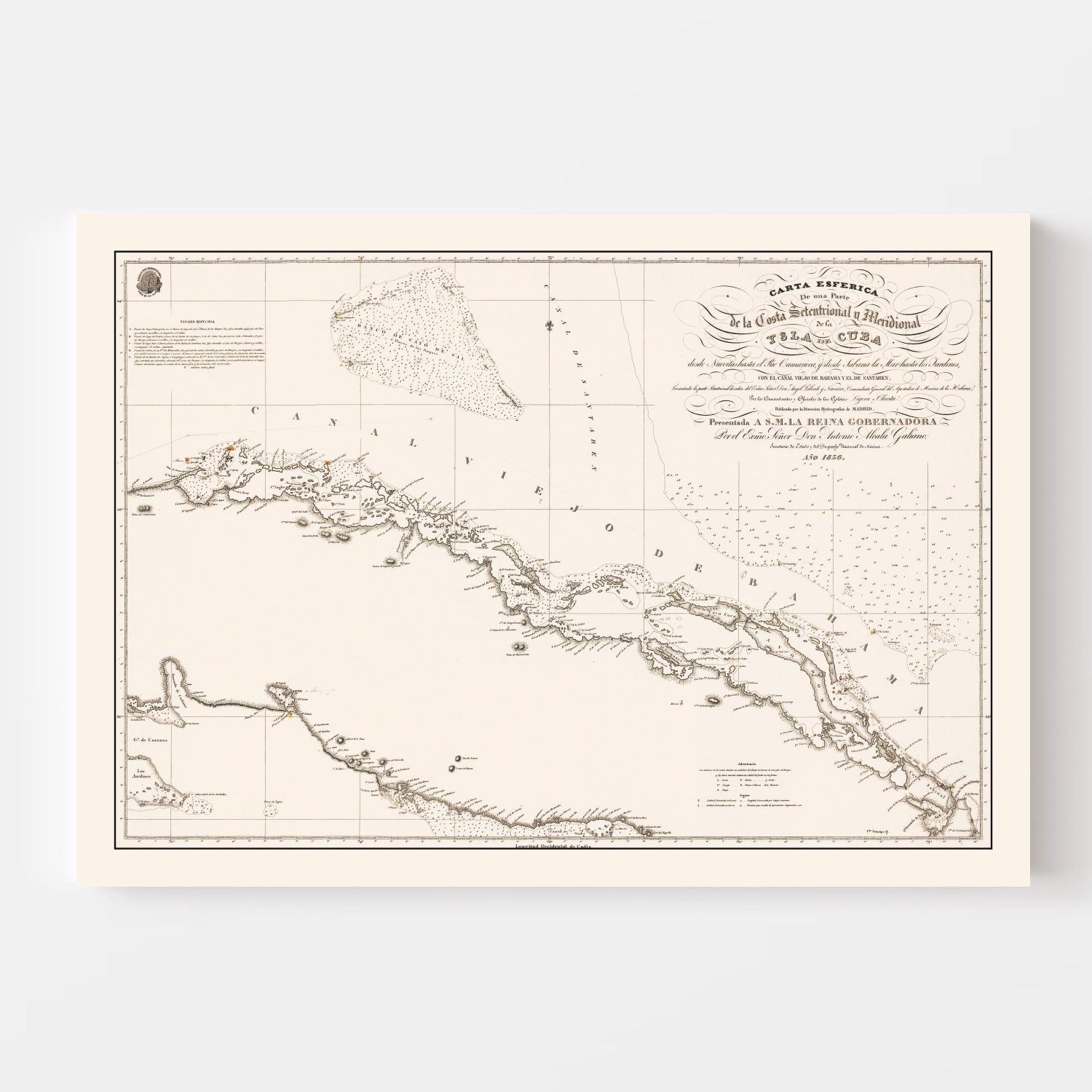 Vintage Map of Cuba 1836