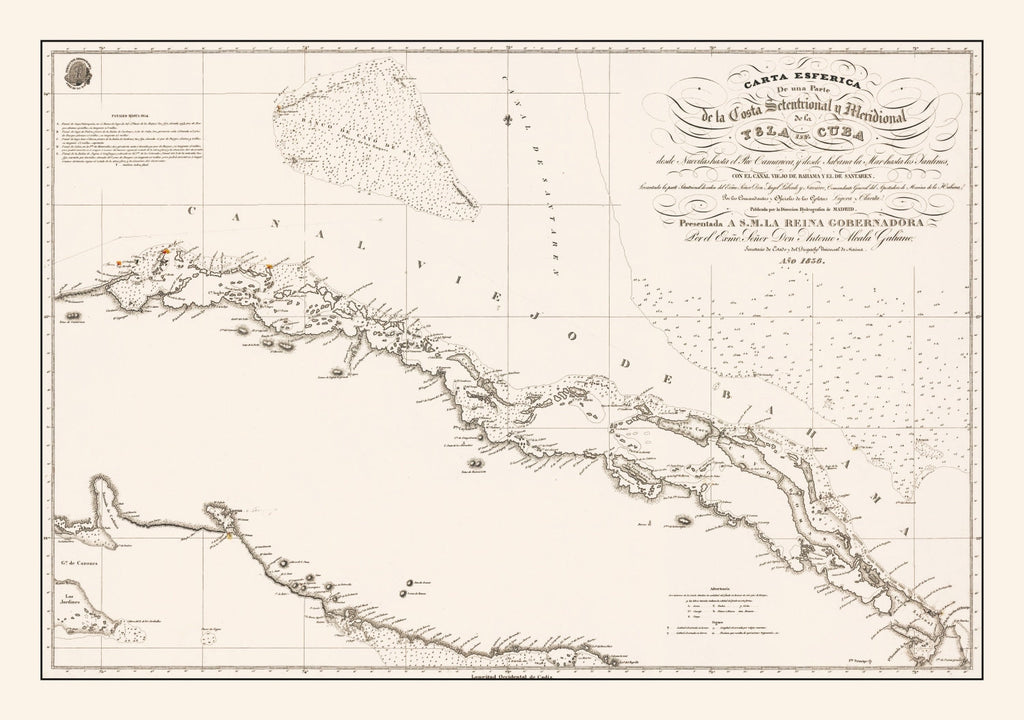 Vintage Map of Cuba 1836