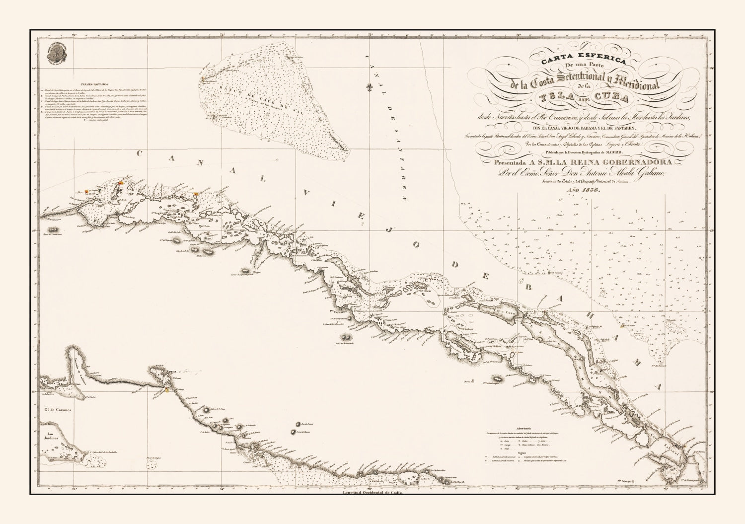 Vintage Map of Cuba 1836