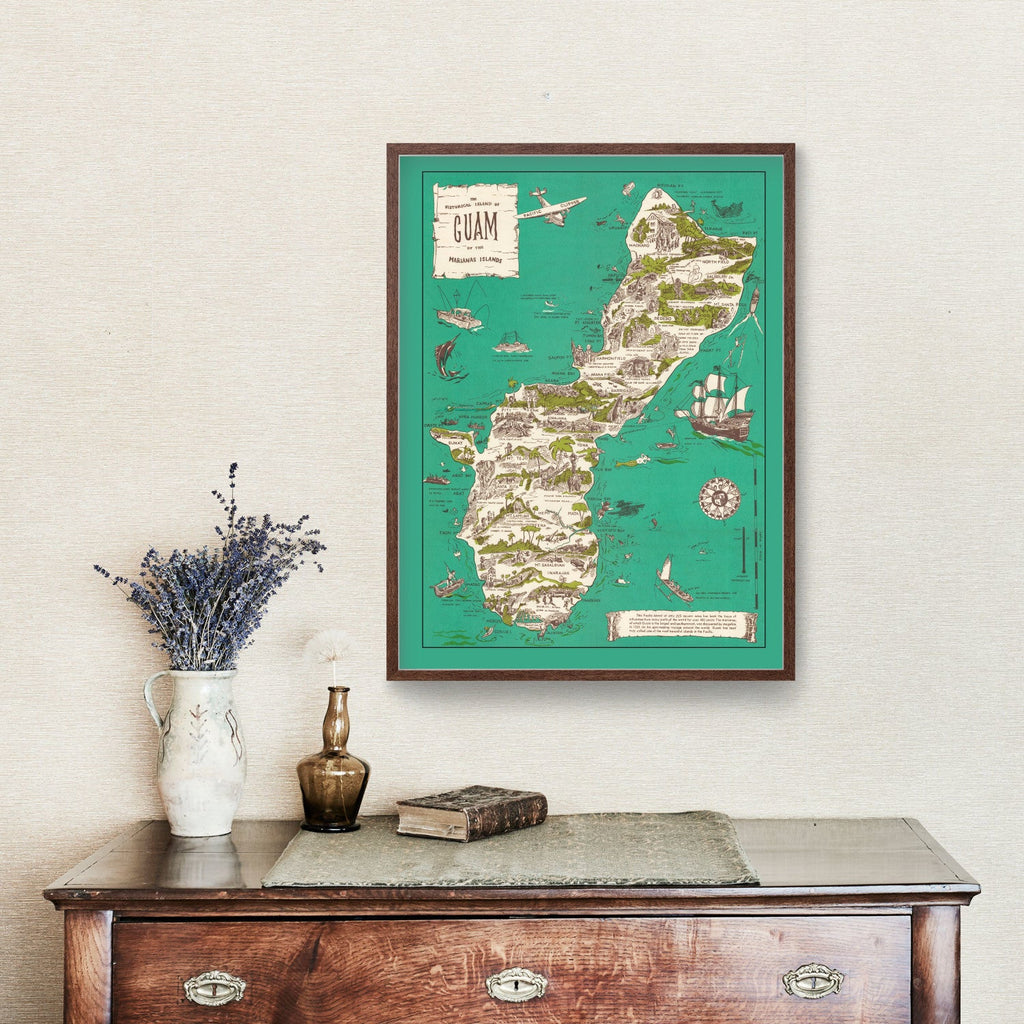 Vintage Guam Map 1958