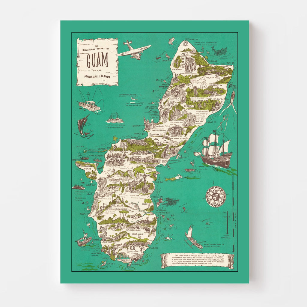 Vintage Guam Map 1958