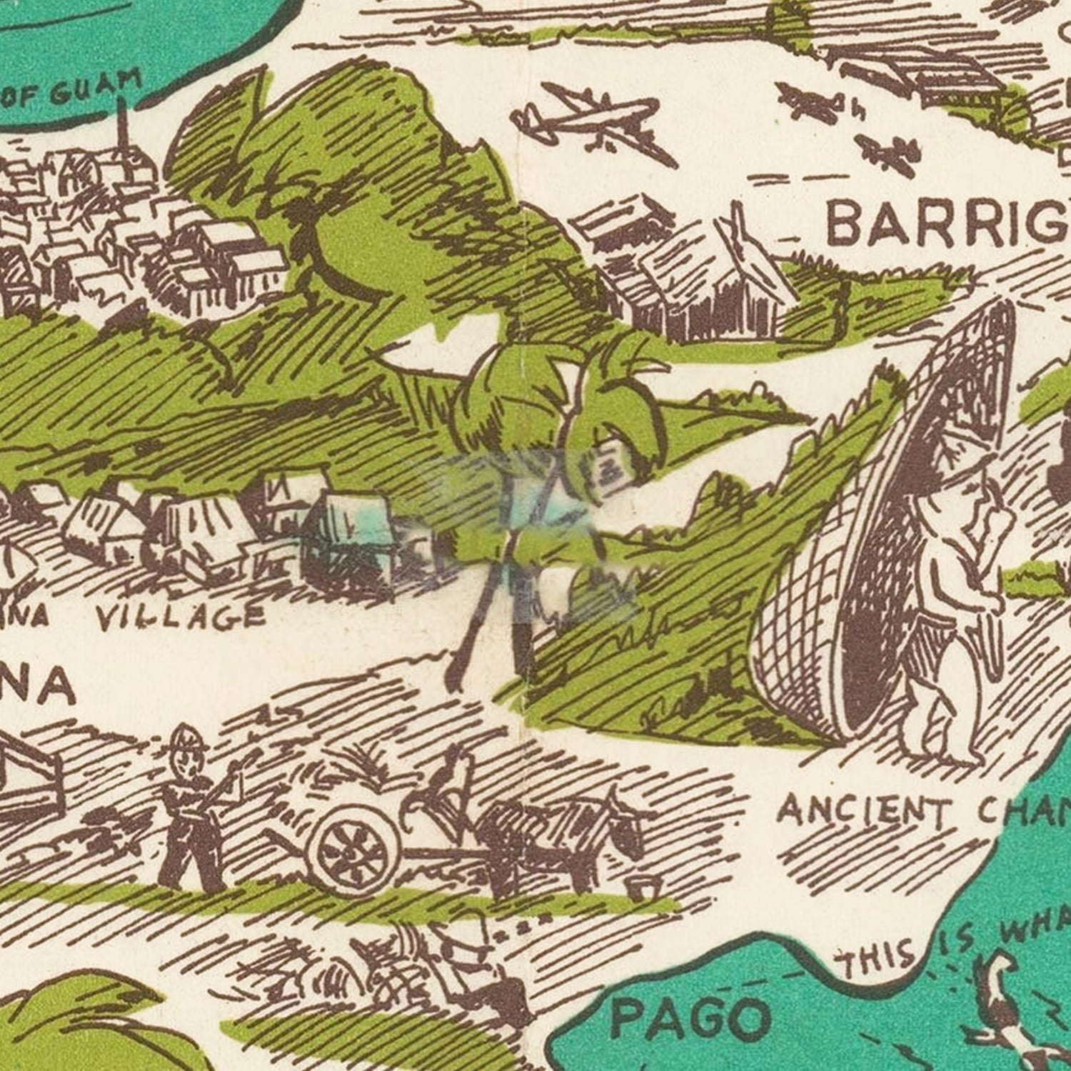 Vintage Guam Map 1958