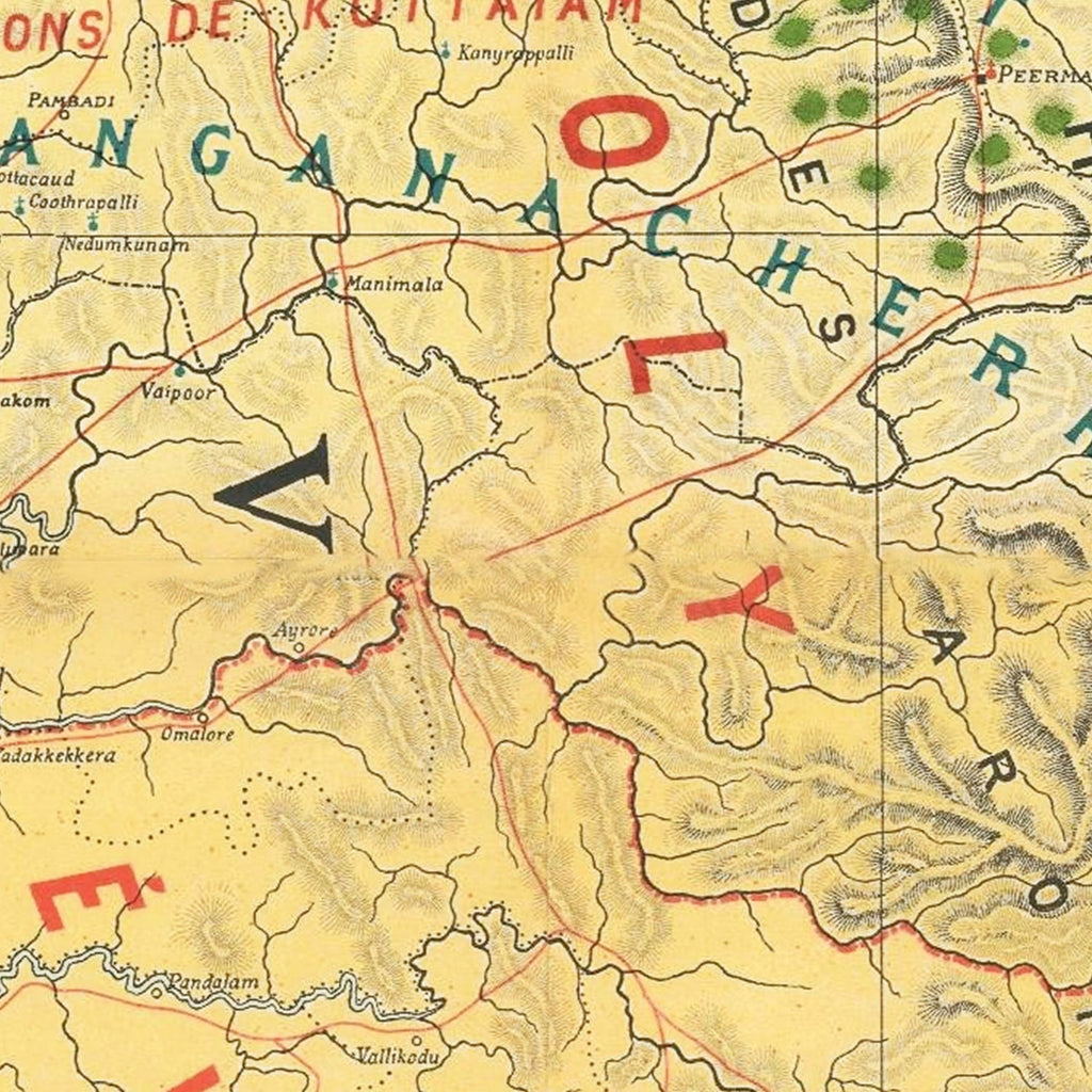 Vintage Malabar, India Map 1892