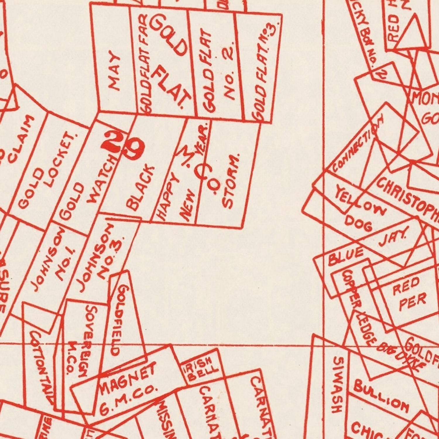 Vintage Goldfield, NV Mining Claims Map 1906