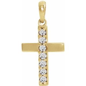 14K Yellow Gold Lab-Grown Diamond Cross Pendant
