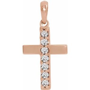 14K Rose Gold Lab-Grown Diamond Cross Pendant