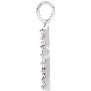 14K White Gold Lab-Grown Diamond Cross Pendant