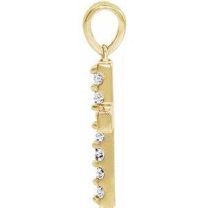 14K Yellow Gold Lab-Grown Diamond Cross Pendant