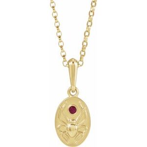 14K Yellow Gold Natural Ruby Spider 18" Necklce
