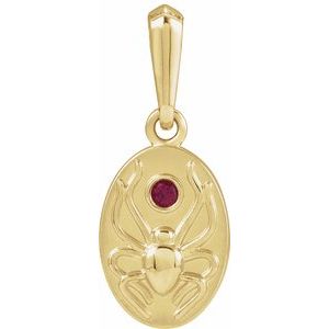 14K Yellow Gold ANatural Ruby Spider Pendant