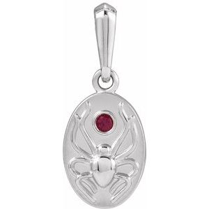 14K White Gold ANatural Ruby Spider Pendant