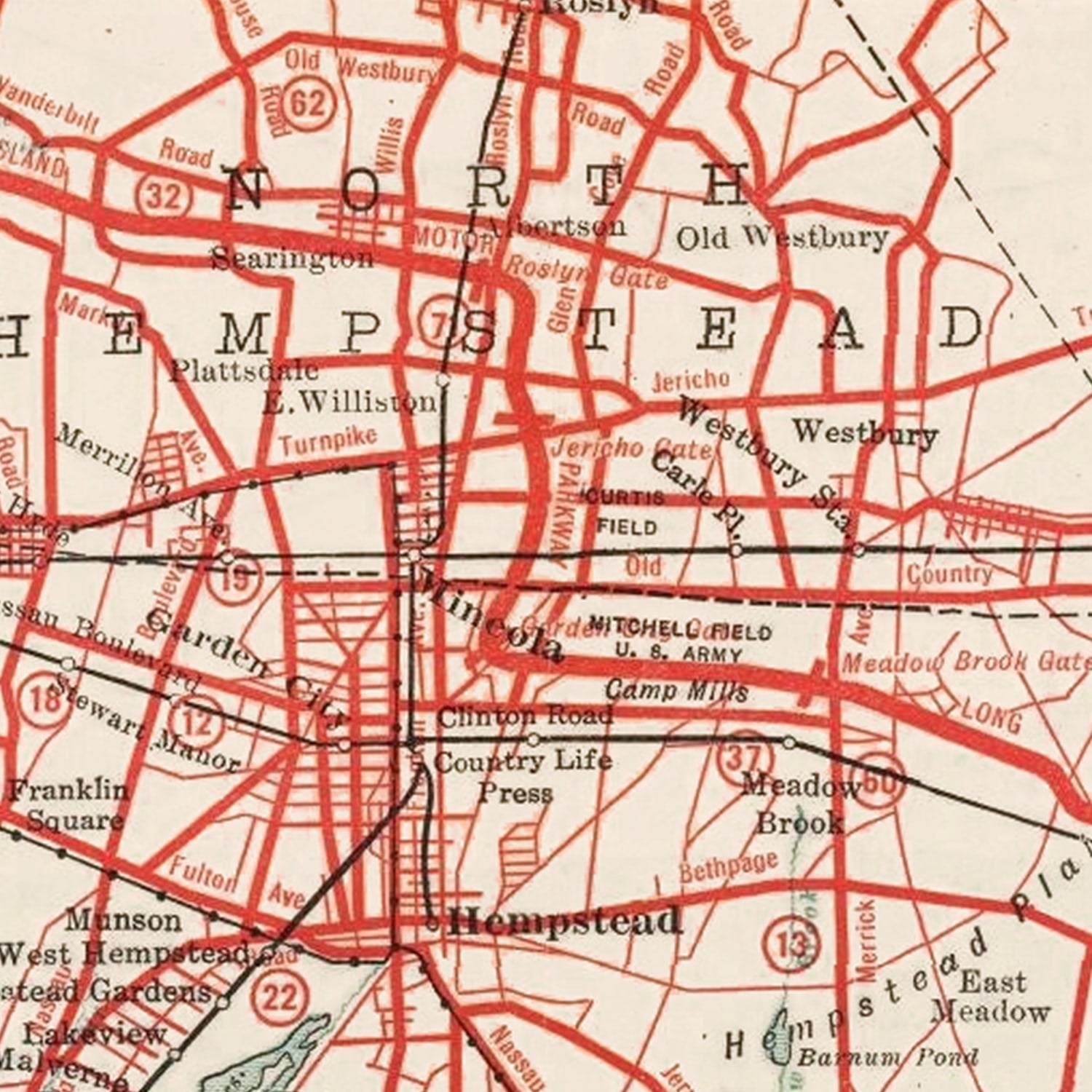 Vintage Long Island Road Map 1914
