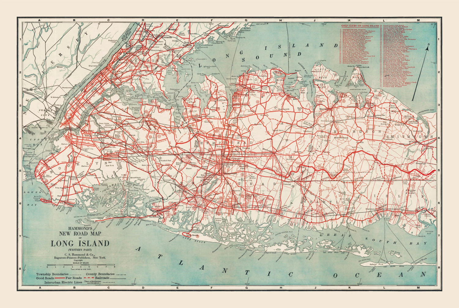 Vintage Long Island Road Map 1914