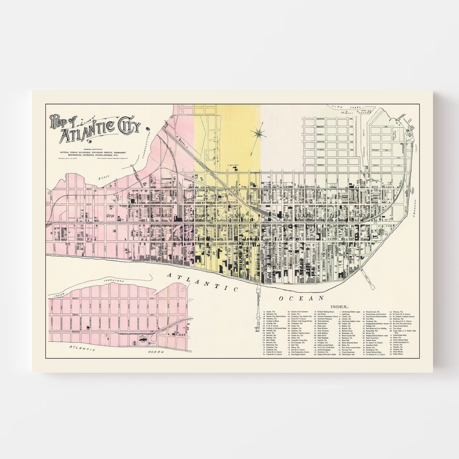 Vintage Map of Atlantic City, New Jersey 1895