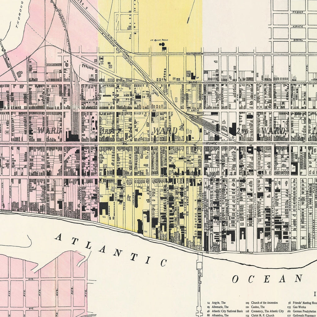 Vintage Map of Atlantic City, New Jersey 1895