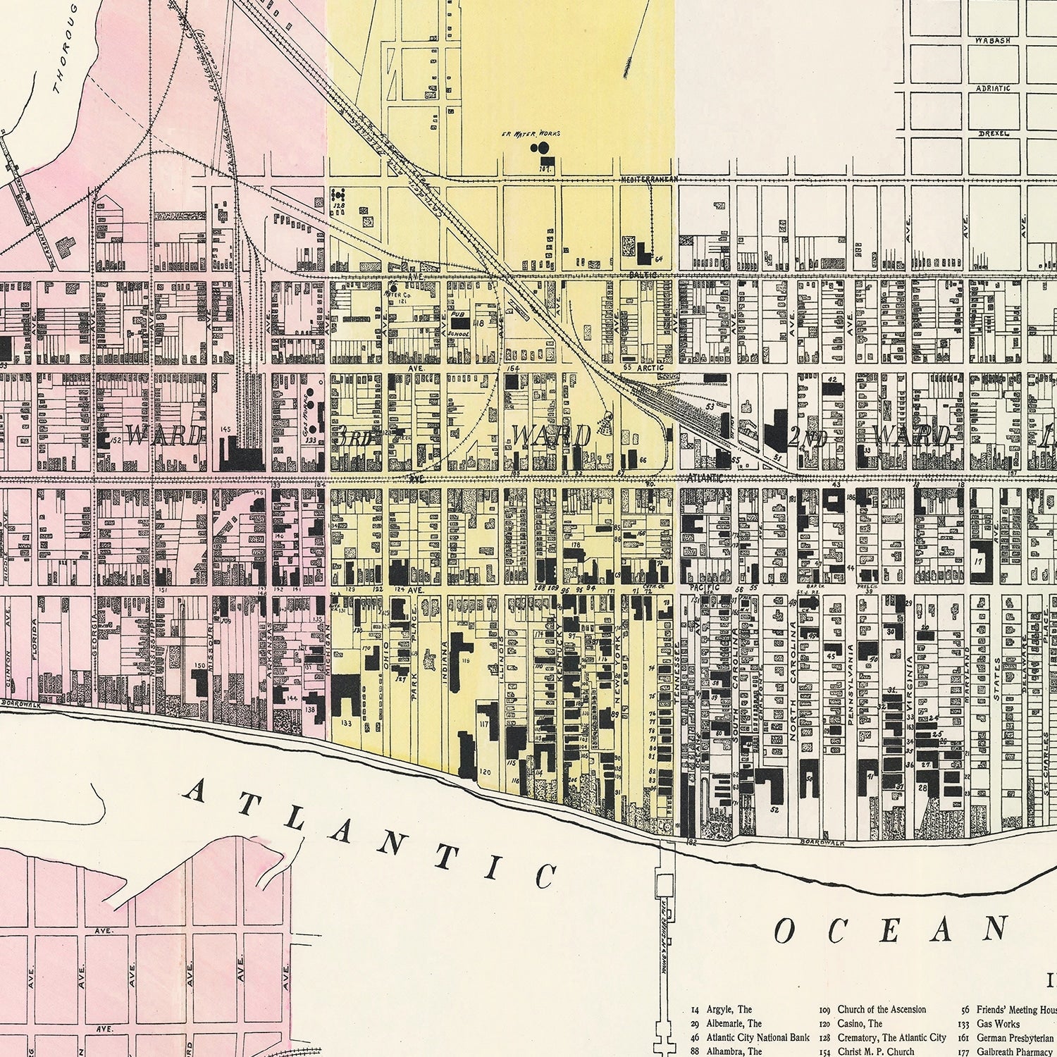 Vintage Map of Atlantic City, New Jersey 1895