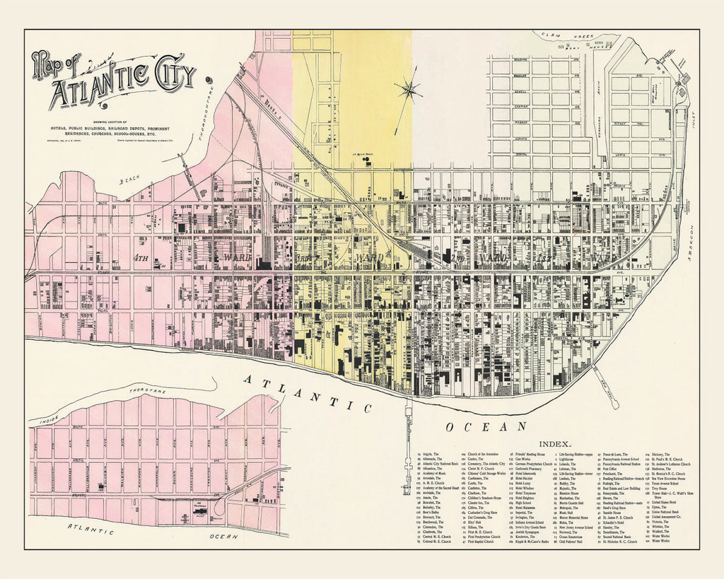 Vintage Map of Atlantic City, New Jersey 1895