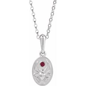 14K White Gold Natural Ruby Spider 18" Necklce