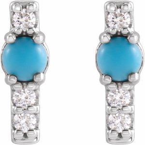 Platinum Natural Turquoise & 1/5 CTW Natural Diamond Bar Earrings – image 2