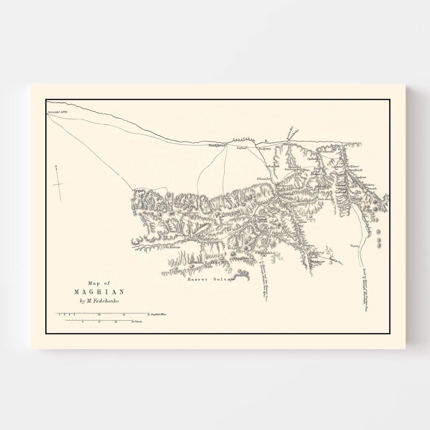 Vintage Western Tajikistan Map 1873