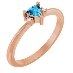 14K Rose Gold Natural Aquamarine & .015 CTW Natural Diamond Ring