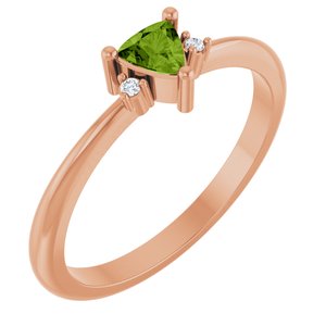 14K Rose Gold Natural Peridot & .015 CTW Natural Diamond Ring