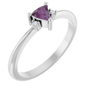 Sterling Silver Lab-Grown Alexandrite & .015 CTW Natural Diamond Ring