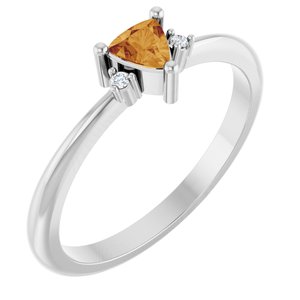 Platinum Natural Citrine & .015 CTW Natural Diamond Ring