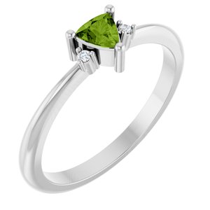 14K White Gold Natural Peridot & .015 CTW Natural Diamond Ring
