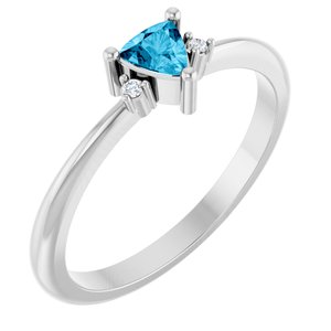 14K White Gold Natural Aquamarine & .015 CTW Natural Diamond Ring