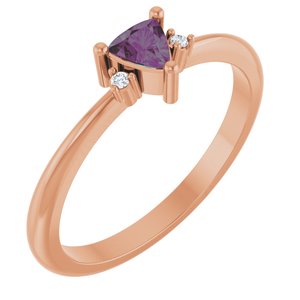 14K Rose Gold Lab-Grown Alexandrite & .015 CTW Natural Diamond Ring
