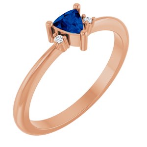 14K Rose Gold Lab-Grown Blue Sapphire & .015 CTW Natural Diamond Ring