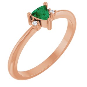 14K Rose Gold Natural Emerald & .015 CTW Natural Diamond Ring