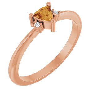 14K Rose Gold Natural Citrine & .015 CTW Natural Diamond Ring